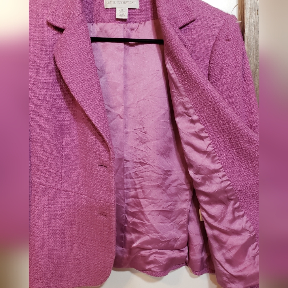 Pink Lavender Tweed Jacket Blazer,size 10,long Sleeve, - Picture 4 of 4